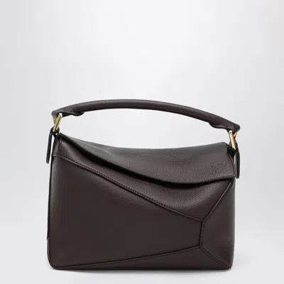 Loewe Small Puzzle Edge Bag In Dark Chestnut Grained Leather In Brown