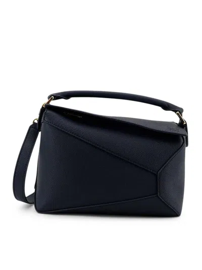 Loewe Small Puzzle Edge Bag In Grained Calfskin In Blue