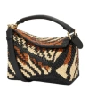Loewe Small Puzzle Edge Bag In Raffia And Calfskin