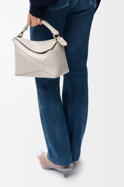 Loewe Small Puzzle Edge Bag In Soft Grained Leather Skin For Woman In White