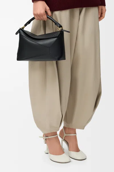 Loewe Small Puzzle Edge Bag In Soft Grained Leather Skin For Woman In Black