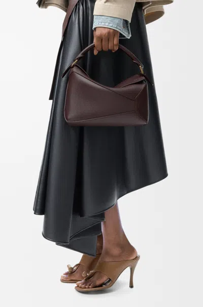 Loewe Small Puzzle Edge Bag In Soft Grained Leather Skin For Woman In Brown