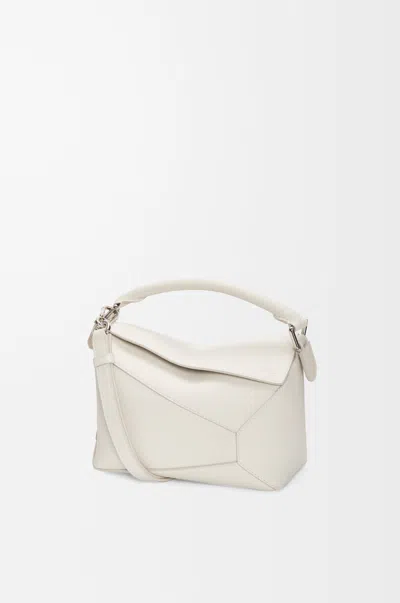 Loewe Small Puzzle Edge Bag In Soft Grained Leather Skin For Woman In White