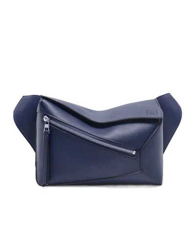 Loewe Small Puzzle Edge Classic Calfskin Bag In Blue