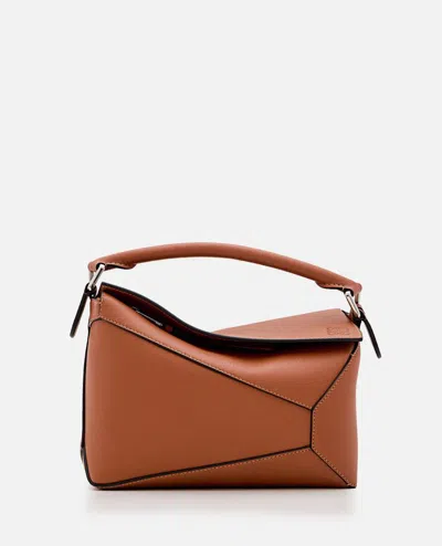 Loewe Small Puzzle Edge Leather Handbag In Brown
