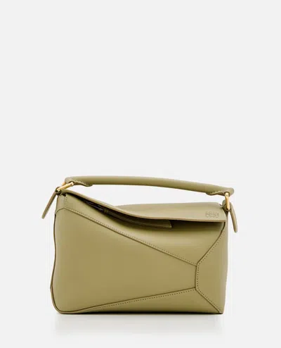 Loewe Small Puzzle Edge Leather Handbag In Green