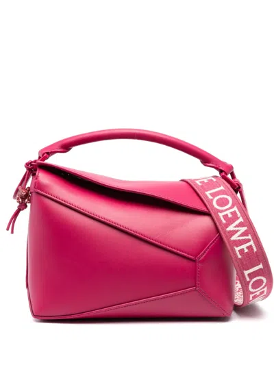 Loewe Small Puzzle Edge Leather Tote Bag In Pink