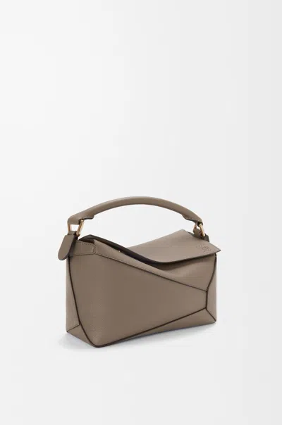 Loewe Small Puzzle Edge Leather Tote Bag In Taupe