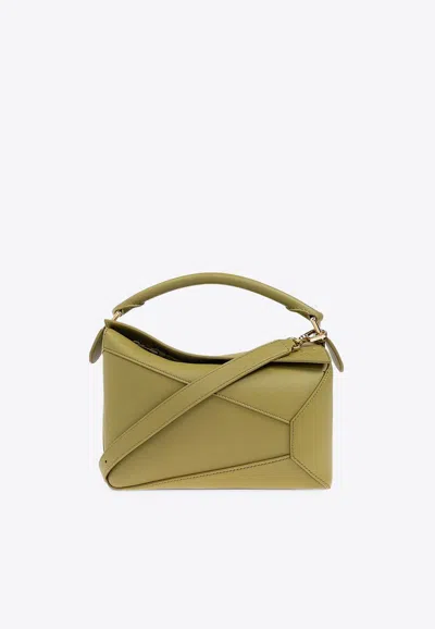 Loewe Small Puzzle Edge Top Handle Bag In Green