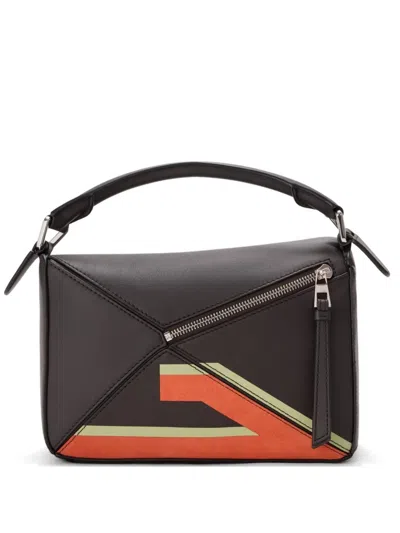Loewe Small Puzzle Futurist Cat Tote Bag In Brown