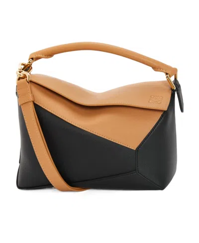 Loewe Small Leather Puzzle Edge Top-handle Bag In Black