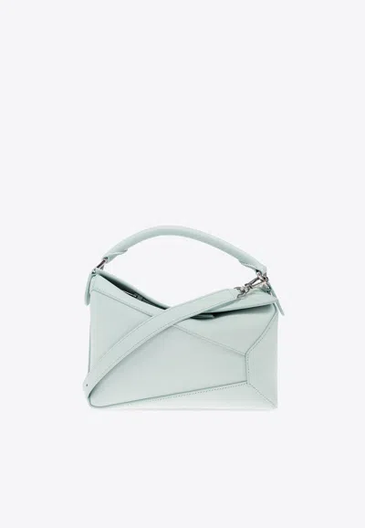 Loewe Puzzle Edge Mini Top-handle Bag In Calfskin Leather In Blue
