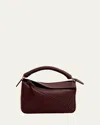 Loewe Small Puzzle Leather Top-handle Bag In Dark Burgundy
