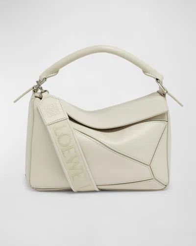 Loewe Small Puzzle Leather Top-handle Bag In Sea Salt