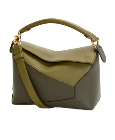 Loewe Small Puzzle Shoulder Bag In Green