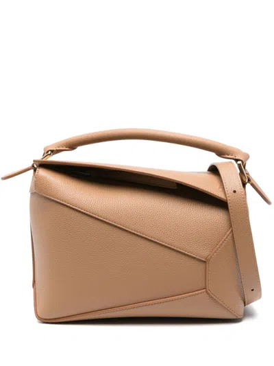 Loewe Medium Puzzle Edge Bag In Soft Grained Leather Skin For Woman In Brown
