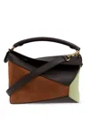 Loewe Small Leather Puzzle Edge Top-handle Bag In Chocolate Tan
