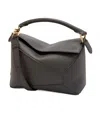 Loewe Puzzle Edge Mini Top-handle Bag In Grained Leather In Gray