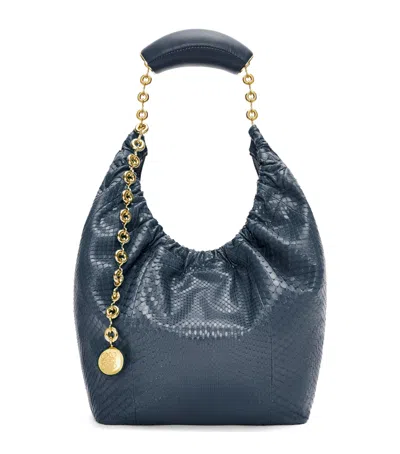 Loewe Small Python Skin Squeeze Shoulder Bag In Navy