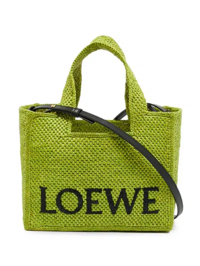 Pre-owned Loewe Small Raffia Tote Bag In Green