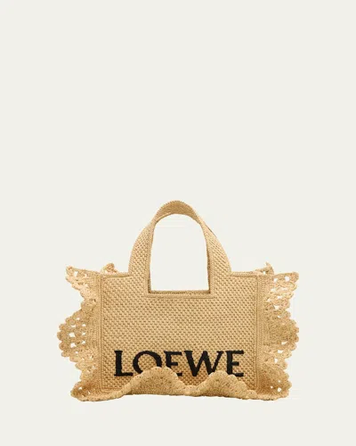 LOEWE SMALL RUFFLED TOTE BAG IN RAFFIA