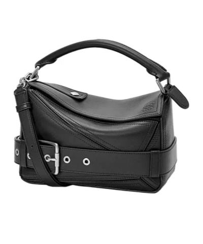 Loewe Small Shiny Calfskin Puzzle Biker Shoulder Bag