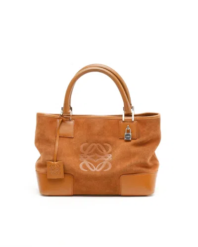 Loewe Small Suede Anagram Tote Bag In Brown