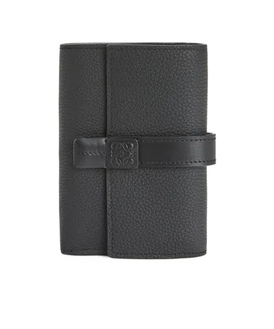 Loewe Womens Black Anagram-embossed Vertical Leather Wallet