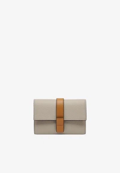 Loewe Small Vertical Grained Leather Wallet In Beige