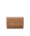 Loewe Small Vertical Wallet In Smooth And Grained Calfskin In Brown