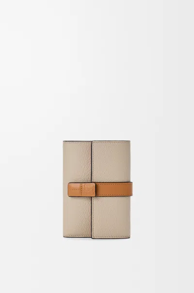 Loewe Small Vertical Wallet In Soft Grained Leather Skin For Woman In Light Oat/honey