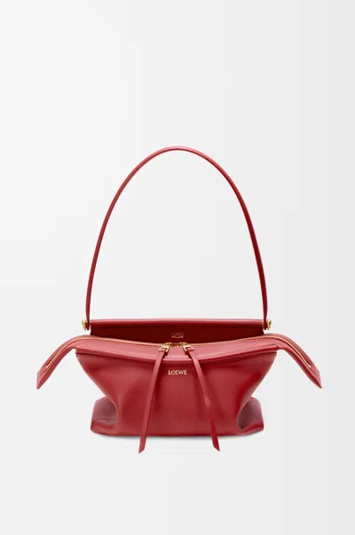 Loewe Small Whisker Bag In Glazed Leather Skin For Woman In Carmine Red