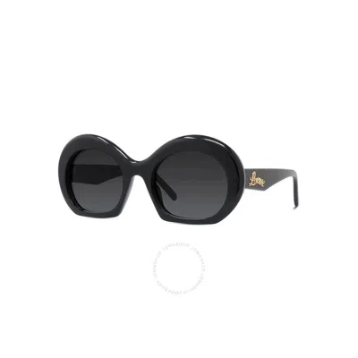 Loewe Smoke Gradient Oval Ladies Sunglasses Lw40077i 01b 54 In Black/smoke