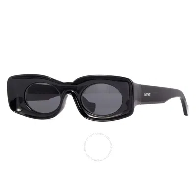 Loewe Smoke Rectangular Unisex Sunglasses Lw40033i 01a 49 In Black
