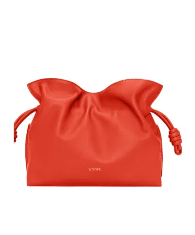 Loewe Smooth Leather Bucket Clutch In Orange