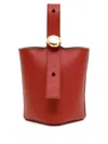 Loewe Smooth Leather Mini Pebble Bucket Bag In Red