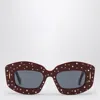 Loewe Smooth Pavé Screen Burgundy Sunglasses In Red