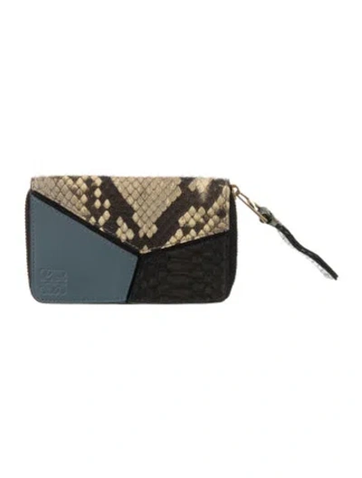 Pre-owned Loewe Snakeskin Animal Print Wallet In Multi