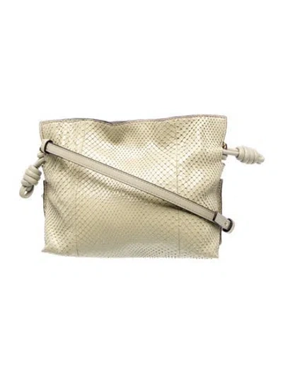 Pre-owned Loewe Snakeskin Flamenco Mini In Green