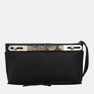Pre-owned Loewe Snakeskin Handle Small Missy Bag In Black