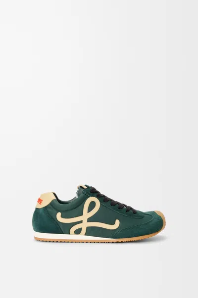 Loewe Ballet Runner 2.0 Mixed Leather Sneakers In Green