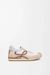 Loewe Flow Runner 2.0 Sneakers In White/brown Nylon And Suede Women In Animal Print