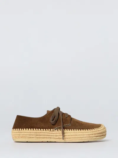 Loewe Men Rio Lace-up Shoes In Suede And Raffia In Brown