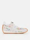 Loewe Flow Runner Floral Brushed Suede Sneakers In Weiss