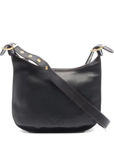 Pre-owned Loewe Sofia Anagram Leather Shoulder Bag In Black