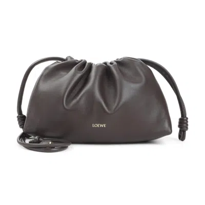 Loewe Soft Slouchy Leather Shoulder Bag With Drawstring Closure In Gray