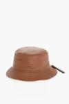 Loewe Solid Color Leather Bucket Hat With Zip Detail