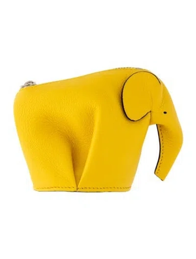 Pre-owned Loewe Solid Elephant Coin Pouch In Yellow