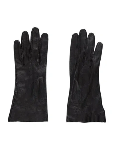 Pre-owned Loewe Solid Leather Gloves In Black