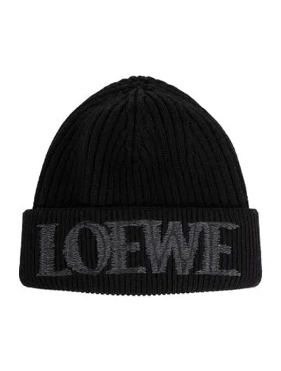 Pre-owned Loewe Solid Wool Beanie In Black
